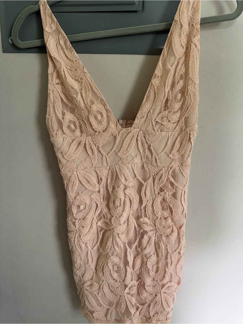 Lace V-Neck Mini Dress in Blush